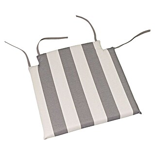 Cojín para asiento (2 ud., L x An x Al: 40 x 40 x 3,5 cm, 50% algodón 50% poliéster, Gris/Blanco)