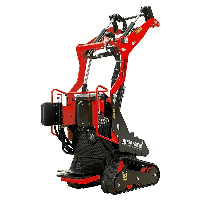 HZC Power Kompaktlader BKL200 - 6,3 kW, Traglast: 200 kg - Rot-schwarzer Kompakt-Raupenlader für Bau- und Gartenbau.