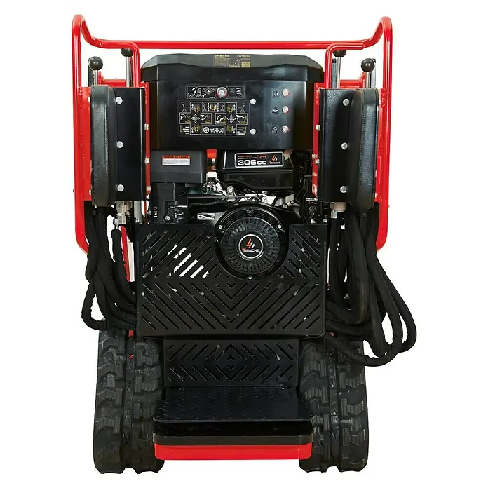 HZC Power Kompaktlader BKL200 - 6,3 kW, Traglast: 200 kg - Rote und schwarze kompakte Raupentransportmaschine mit 306ccm 4-Takt OHV Motor und integrierten Bedienelementen.
