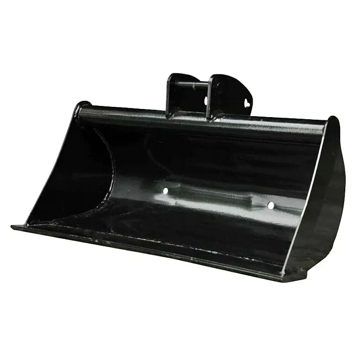 HZC Power Grabenschaufel BBS610 - Arbeitsbreite: 610 mm, Passend für: HZC Power Minibagger - Schwarzer Metall-Baggerlöffel mit Befestigungspunkten, bereit für schwere Grabarbeiten.