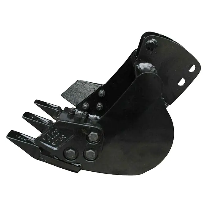 HZC Power Grabenschaufel BBS375 - Breite: 375 mm, Passend für: Alle HZC Power Minibagger - Schwarzer Metallbaggerlöffel mit drei Grabzähnen.