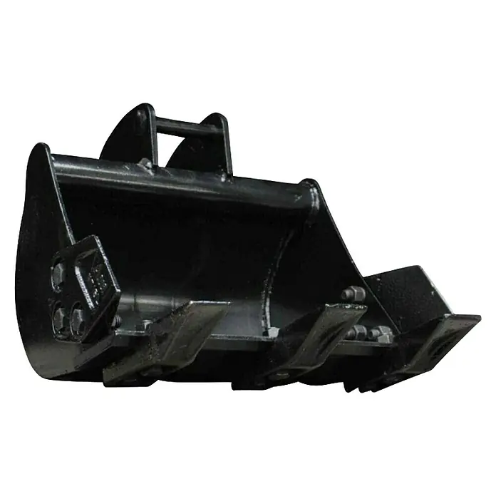 HZC Power Grabenschaufel BBS375 - Breite: 375 mm, Passend für: Alle HZC Power Minibagger - Schwarze Metall-Baggerschaufel mit Zähnen, robustes Anbaugerät für Bauarbeiten.