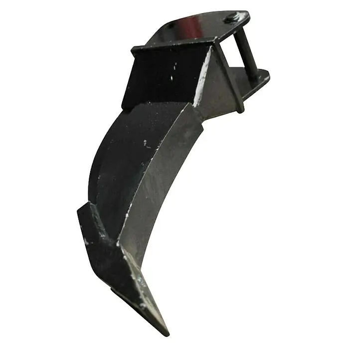 HZC Power Reißzahn BRZ25 - Stahl, Passend für: HZC Power Minibagger - Schwerlast-Reißzahn aus schwarzem Metall für Bagger, mit gebogener Form und Montagezubehör.