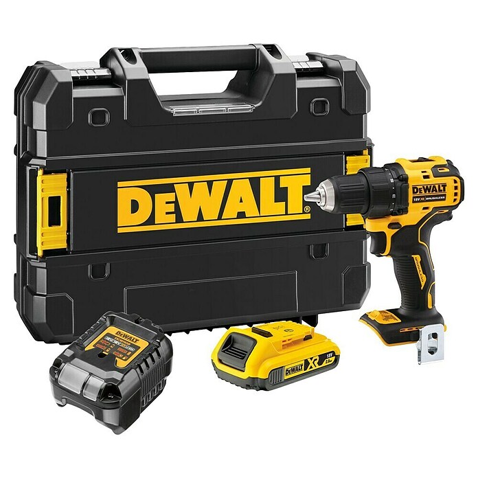DeWalt XR 18V Taladro atornillador de batería DCD708D2T-QW (Tensión de la batería: 18 V, 2 baterías, Capacidad: 2 Ah, Momento de torsión máx.: 65 Nm) | BAUHAUS