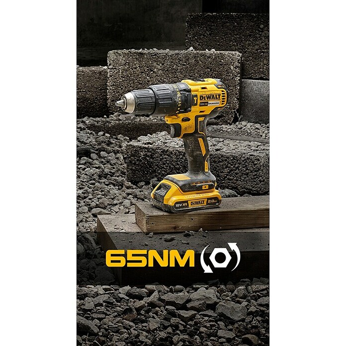 DeWalt XR 18V Taladro atornillador percutor de batería DCD778D2T (18 V, 2 baterías, 2 Ah, 65 Nm) | BAUHAUS
