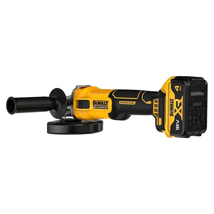DeWalt Akku-Winkelschleifer DCG407M1T-QW - 18 V, 1 Akku, 9.000 U/min - Gelb-schwarzer DeWalt 18V XR Brushless Akku-Winkelschleifer mit 4Ah Akku.