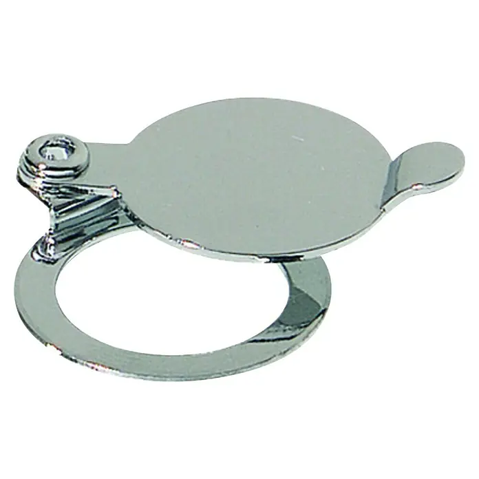 Basi Blende für Türspione - Passend für: Basi Türspion TS 680, Silber - Verchromte Türspionabdeckung mit Scharnier, kreisförmiger Scheibe und Ringgriff.