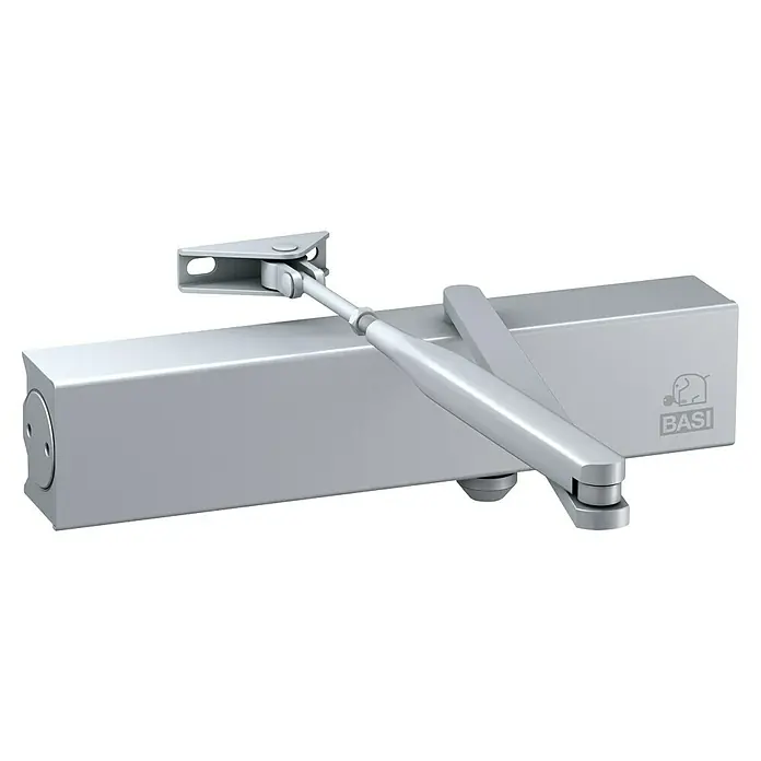Basi Türschließer TS 200 - L x B x H: 210 x 40 x 50 mm, Silber - Silberfarbener Türschließer aus Metall mit Gelenkarm.