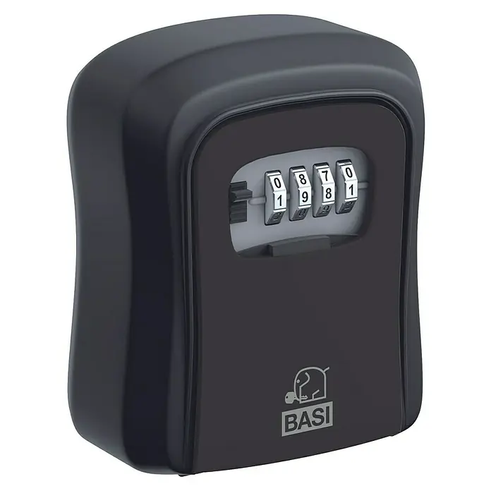 Basi Schlüsselbox SSZ 200 - L x B x H: 40 x 95 x 115 mm, Schwarz - Dunkelgrauer Schlüsselsafe mit 4-stelliger Zahlenkombination zur sicheren Schlüsselaufbewahrung.