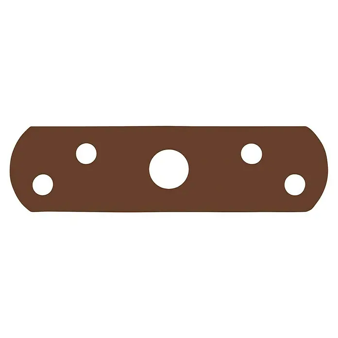 Basi Distanzplatten-Set - Passend für: BASI Fensterzusatzsicherung FS 500, Braun - Braune, längliche Platte mit abgerundeten Enden und fünf Löchern.
