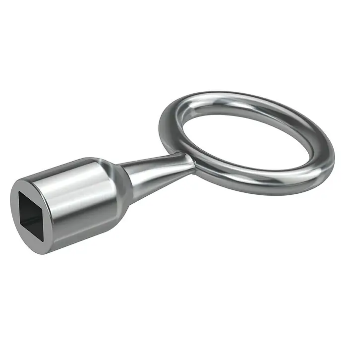 Basi Vierkantschlüssel 301V - Dornmaß: 8 mm - Glänzender silberner Metall-Steckschlüsselschlüssel mit Vierkantantrieb und Rundgriff.