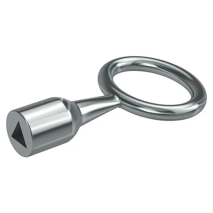 Basi Dreikantschlüssel 301D - Dornmaß: 10 mm - Silberfarbener Metall-Universalschlüssel mit Vierkantantrieb und rundem Griff.