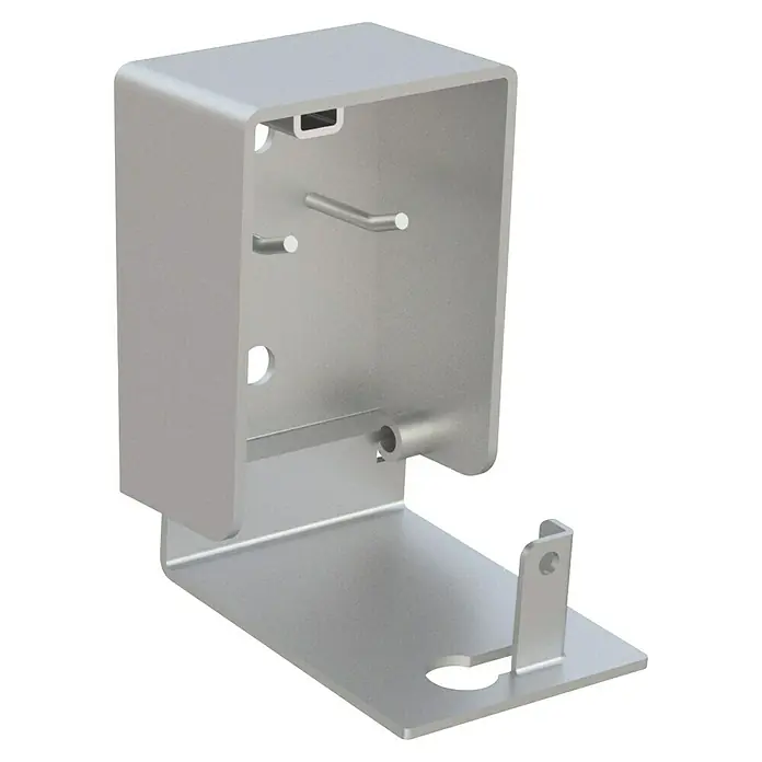 Basi Schlüsselkasten SSPZ 110 - Zylinderschloss, L x B x H: 55 x 80 x 110 mm - Silberne Metallhalterung für Spender mit U-förmigem Körper, internen Stiften und flacher Basis.