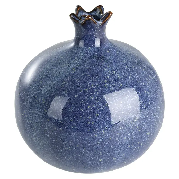 Eglo Dekofigur Shigay - Ø x H: 12 x 14 cm, Blau - Glänzende blaue Keramik-Granatapfelvase mit gesprenkelter Glasur.