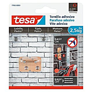 Tesa Tornillo adhesivo (Apto para: Ladrillo, Carga soportada: 2,5 kg, 2 ud., Rectangular)