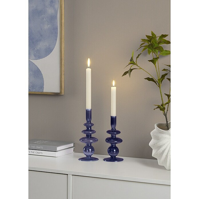 Eglo Kerzenständer Molume (Ø x H: 9 x 19,5 cm, Blau, Glas) | BAUHAUS