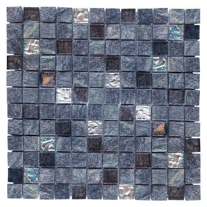 Baldosa de mosaico Urales (30 x 30 cm, Granito, Negro)