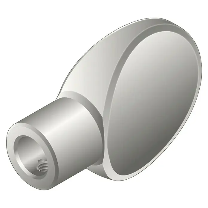 Basi Knaufteil O-Form - Vernickelt - Silberne Flügelmutter aus Metall mit Gewindeeinsatz.