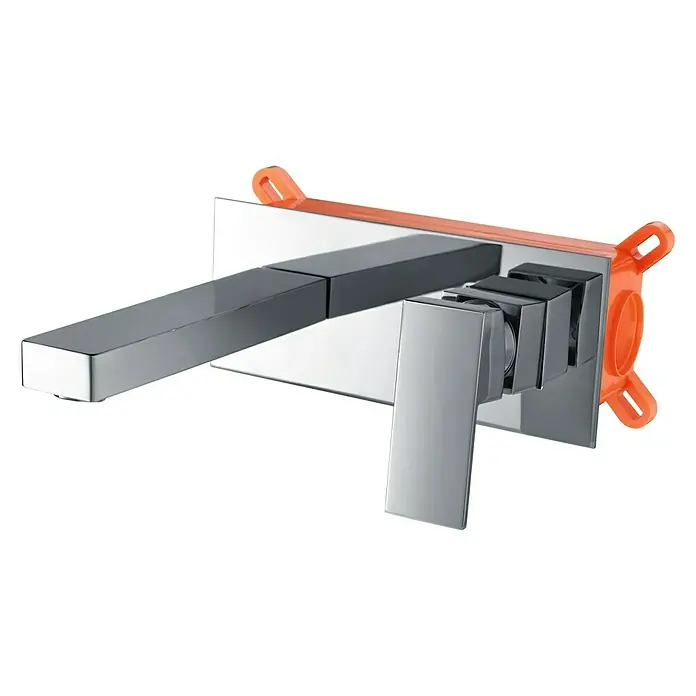 Imex Grifo de lavabo Suiza - Cromo - Grifo de pared moderno con líneas limpias y un acabado cromado, ideal para cualquier baño. Incluye caja de montaje para una fácil instalación.