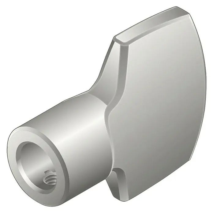 Basi Knaufteil D-Form - Vernickelt - Hellgrauer Flügelknopf mit zylindrischer Basis und Innengewinde.