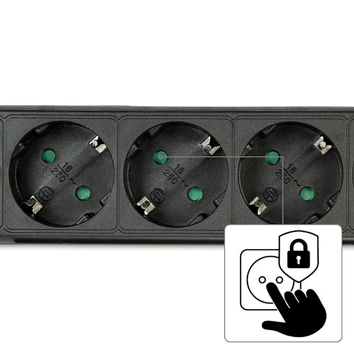 Hama Steckdosenleiste 0047759 - Anzahl Steckdosen: 6 Stück, Kabellänge: 1,4 m, IP20, Schwarz - Schwarze Steckdosenleiste mit drei kindersicheren Schuko-Steckdosen, 16A 250V.
