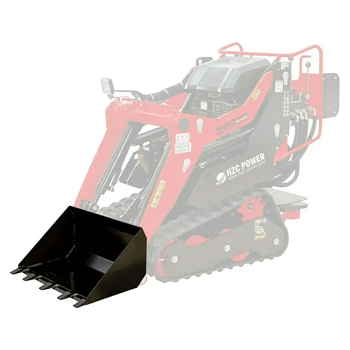 HZC Power Erdschaufel mit Zähnen SZ80KL200 - 80 l, Passend für: HZC Power Kompaktlader BKL200 - Schwarze Metallschaufel für Kompaktlader mit Zähnen.
