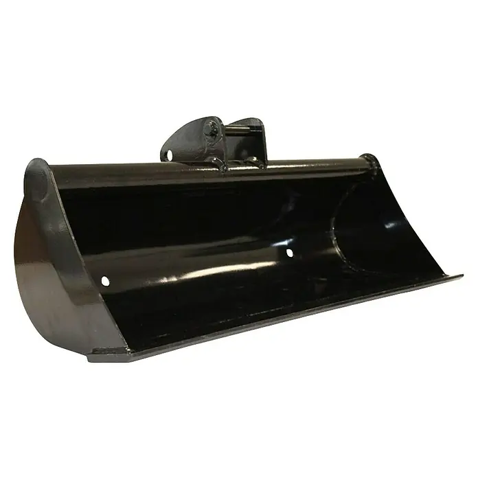 HZC Power Grabenschaufel BBS1100 - Arbeitsbreite: 1.110 mm, Passend für: HZC Power Minibagger - Schwarze Metall-Baggerlöffel mit oberen Befestigungsbolzen.