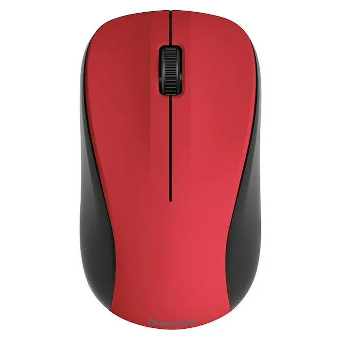 Hama PC-Maus Funk MW-300 V2 173022 - Rot, Schwarz, 10,3 x 5,8 x 3,7 cm - Rote und schwarze kabellose Computermaus mit Scrollrad.