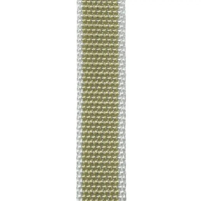 Cinta para persiana - Beige/Gris, Largo: 6 m, Anchura de la correa: 22 mm - Primer plano de una cinta texturizada con un tejido amarillo y bordes blancos.
