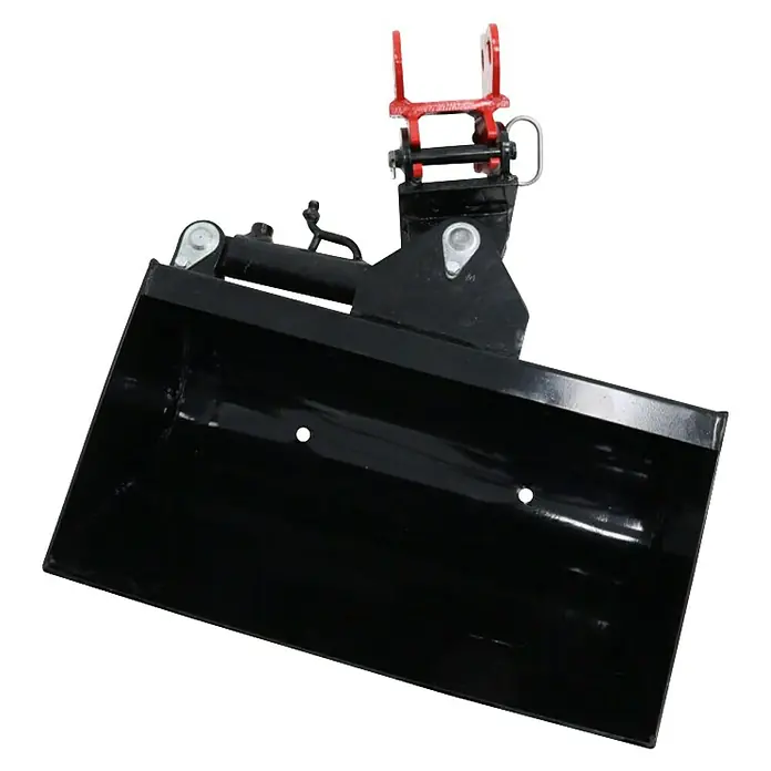 HZC Power Grabenschaufel BBS610H - 610 mm, Mit Hydraulik, Passend für: HZC Power Minibagger - Schwarze Ladeschaufel mit rotem Schnellwechselsystem für Anbaugeräte.
