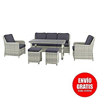 Conjunto de muebles Lodrino (6 pzs., Aluminio/Olefin, Beige/Gris)