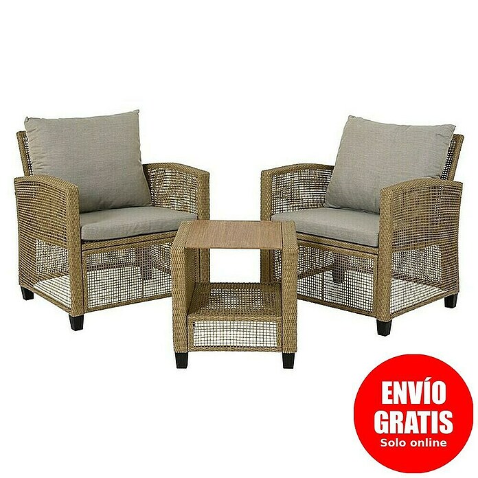 Conjunto de muebles Alicante (3 pzs., Acero/Poliéster, Marrón) | BAUHAUS