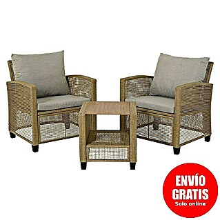 Conjunto de muebles Alicante (3 pzs., Acero/Poliéster, Marrón)