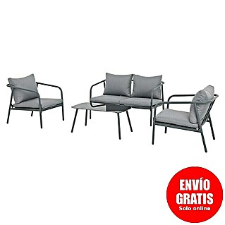 Conjunto de muebles Wesely (4 pzs., Acero/Poliéster, Gris)