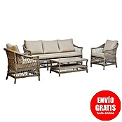 Sunfun Conjunto de muebles Soraya (4 pzs., Ratán sintético/Aluminio/Poliéster, Beige/Gris) | BAUHAUS