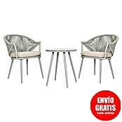 Sunfun Conjunto de muebles Gina (3 pzs., Acero/Cuerda sintética, Beige/Gris) | BAUHAUS