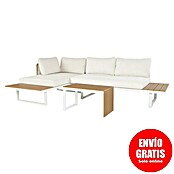 Conjunto de muebles Lynne (3 pzs., Aluminio/Polywood/Poliéster, Blanco/Beige) | BAUHAUS