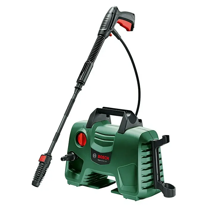 Bosch Hochdruckreiniger EasyAquatak 110 - 1.300 W, Max. Druck: 110 bar, Fördermenge: 330 l/h - Grün-schwarzer Bosch EasyAquatak 110 Hochdruckreiniger mit Sprühlanze.