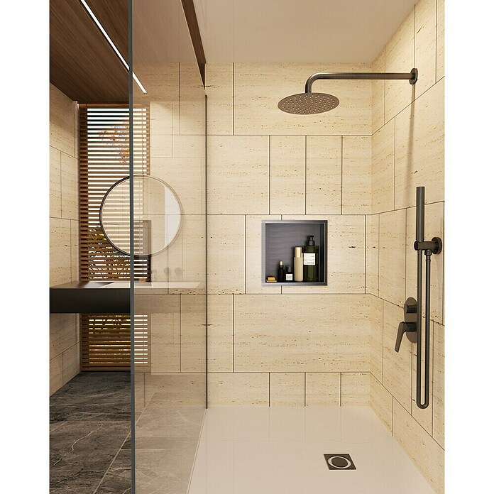 Hornacina Atlantic (L x An x Al: 10 x 33 x 33 cm, Acero inoxidable, Negro) | BAUHAUS