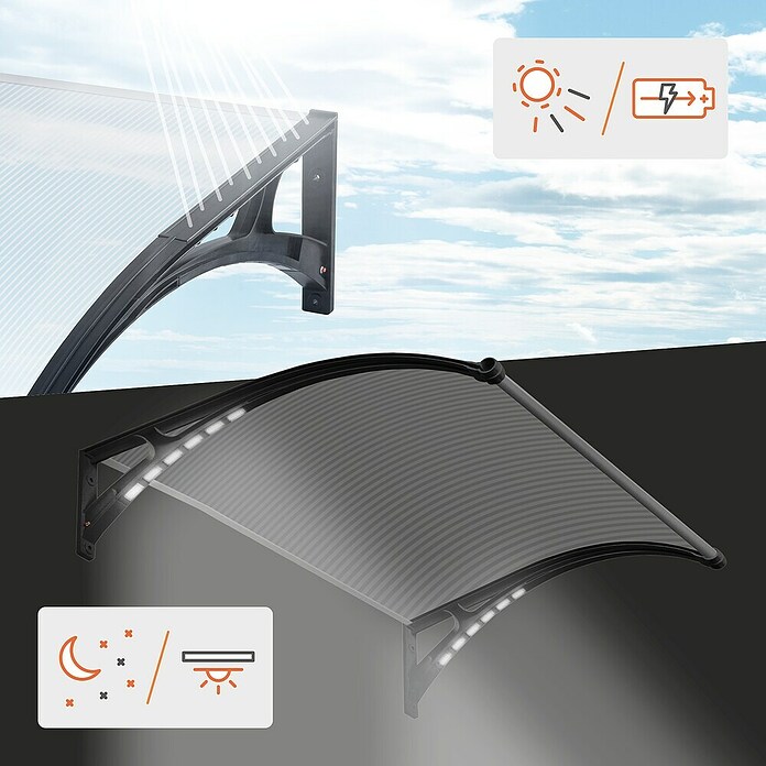 SmartSun Marquesina para puerta Easy LED (120 x 97 x 31,6 cm, Antracita) | BAUHAUS