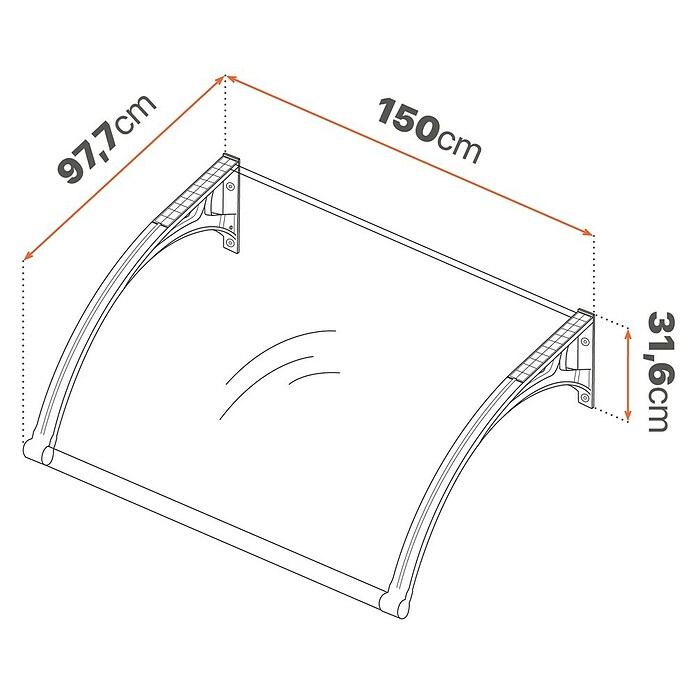 SmartSun Marquesina para puerta Easy LED (150 x 97 x 31,6 cm, Antracita) | BAUHAUS