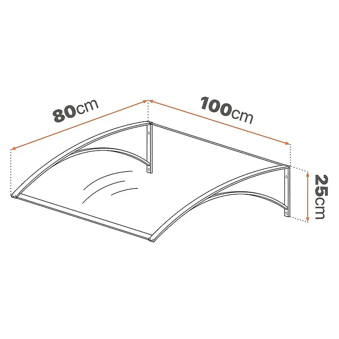 SmartSun Marquesina para puerta Paris - 100 x 80 x 25 cm, Antracita - Toldo transparente arqueado con marco oscuro, 100x80x25 cm. Para protección de puertas o ventanas.