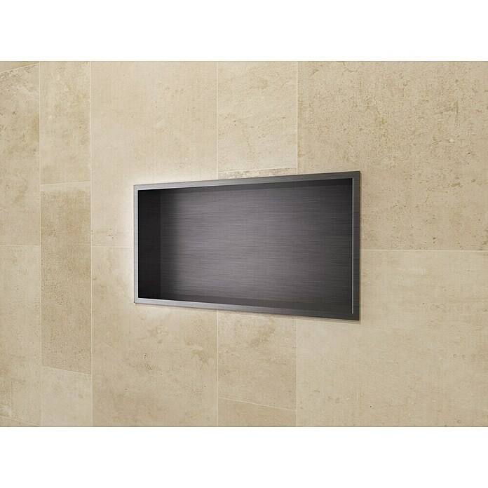 Hornacina Pacific (L x An x Al: 10 x 63 x 33 cm, Acero inoxidable, Black Gun Metal) | BAUHAUS