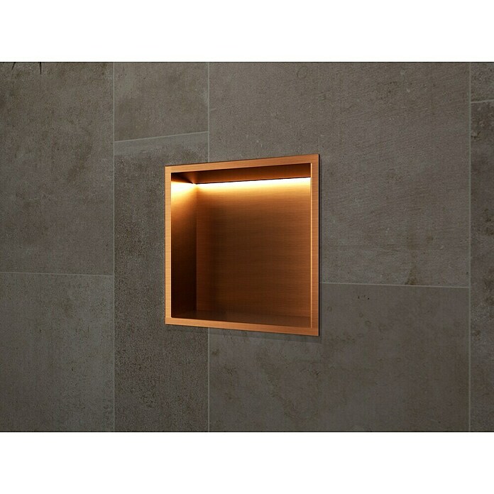 Hornacina Indic Led (L x An x Al: 10 x 33 x 33 cm, Acero inoxidable, Oro Rosa) | BAUHAUS