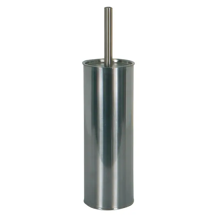 MSV Escobillero - Acero inoxidable, Acero inoxidable - Imagen de un portaesquobillas de baño plateado con escobilla. Diseño elegante para cualquier baño, solución práctica de almacenamiento.