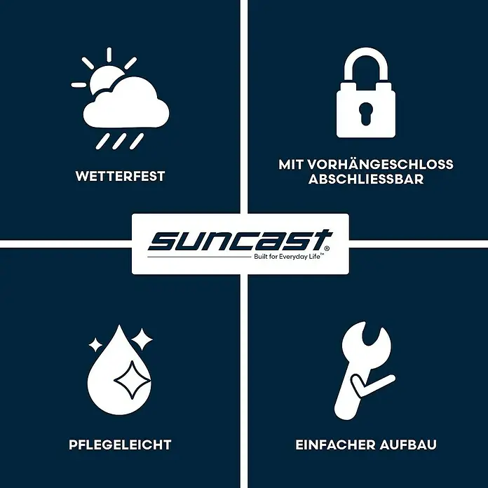 Suncast Geräteschrank - L x B x H: 179 x 112 x 197 cm, Kunststoff - Suncast Produktmerkmale: Wetterfest, mit Vorhängeschloss abschließbar, pflegeleicht und einfacher Aufbau.
