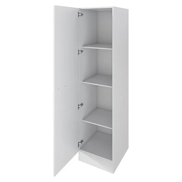 Flex-Well Lucca Mehrzweckschrank Typ 4 - 60 x 130 x 200 cm, Weiß - Weißer Schrank mit offener Tür, vier Innenböden zeigend.