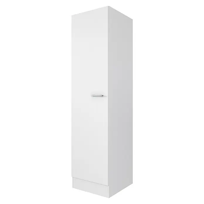 Flex-Well Lucca Mehrzweckschrank Typ 4 - 60 x 130 x 200 cm, Weiß - Hoher weißer Vorratsschrank mit silbernem Griff.