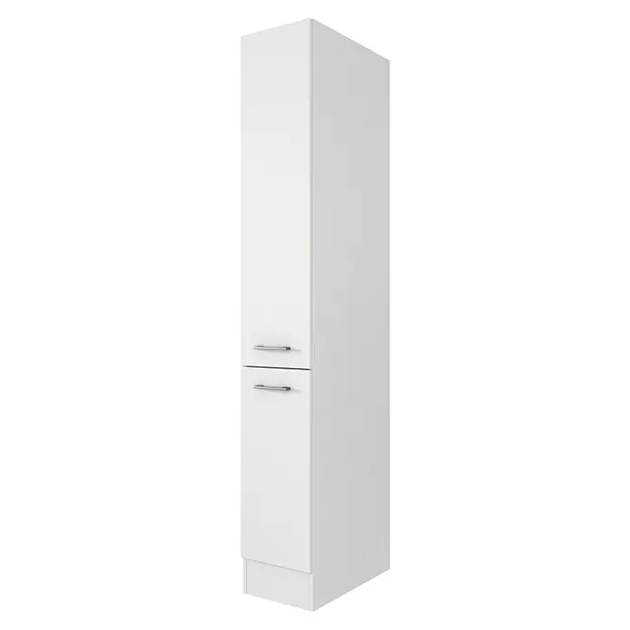 Flex-Well Lucca Mehrzweckschrank Typ 4 - 60 x 130 x 200 cm, Weiß - Weißer Hochschrank mit zwei horizontalen Chromgriffen.