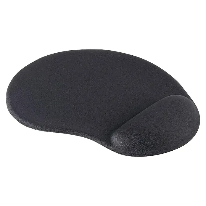 Hama Unterlage Mousepad Ergonomic Mini 54777 - Schwarz, 20 x 23 cm - Dunkelgraues ergonomisches Mauspad mit integrierter Handgelenkauflage für bequeme Computernutzung.